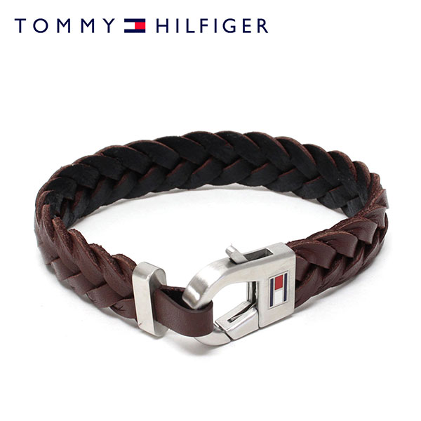 【大特価 スペシャルプライス】トミー・ヒルフィガー TOMMY HILFIGER HOOK BRADED BRACELET レザー ブレスレット メンズ【ブラウン×シルバー】2790156 /accessory