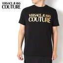 【ボーナスサマーセール開催中】ヴェルサーチ VERSACE JEANS COUTURE スリムフィット Tシャツ 77UP600 S LOGO INSTIT. THICK FOIL【BLACK/GOLD】77GAHT05 CJ00T G89/【2024-25AW】m-tops