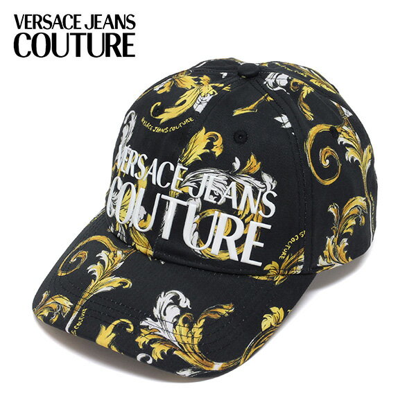 ヴェルサーチ VERSACE BAROCCO OUTLINE バロック柄 ベースボールキャップ【BLACK/GOLD】78GAZK10 ZG364..