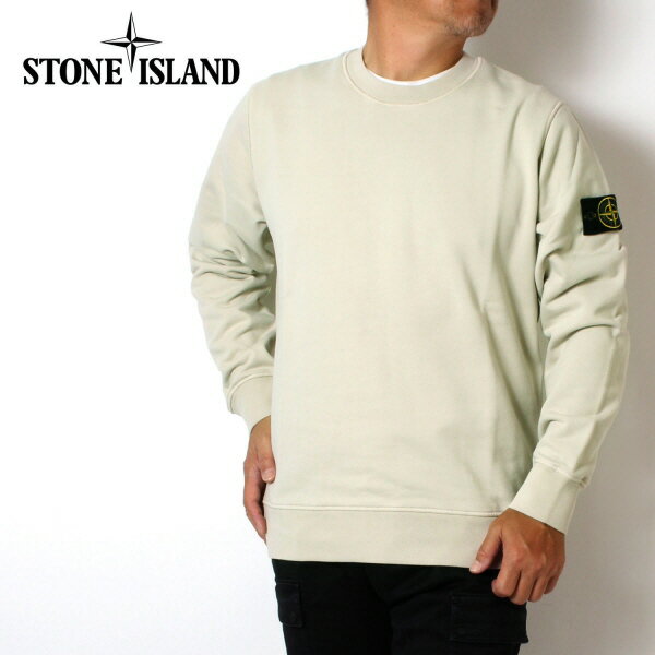 ストーンアイランド STONE ISLAND ワッペン付き スエットトレーナー【ライトベージュ(マスチックホワイト)】63051 V0097/【2023-24AW】m-tops