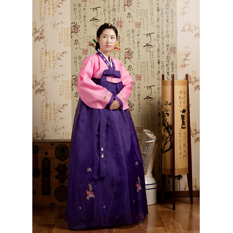 【送料無料】 韓国民族衣装 チマチョゴリ M・Lサイズ ピンク×紫 5002-4 P20Aug16●