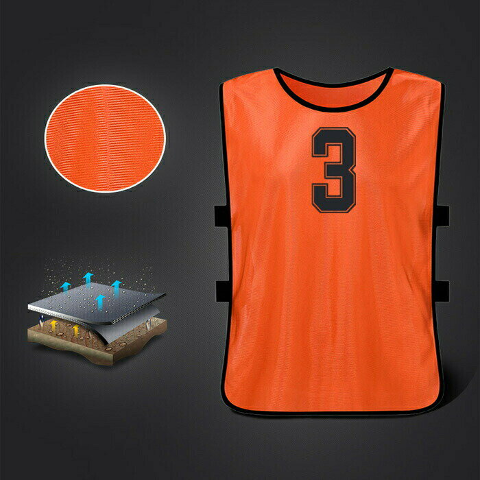 6枚セット 番号入り お得 トレーニング ビブス サッカー ビブス ベスト フリーサイズ 無地 ジュニア用 大人用・キッズ用 男女兼用 練習 試合に!サッカー/バスケ/運動会/学童/子供 町内会格安セール サッカー 用品 セール