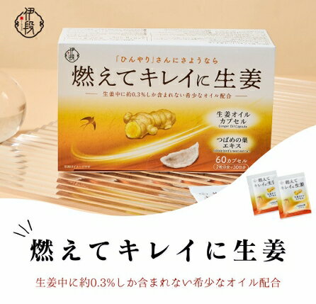 伊段 燃えてキレイに生姜オイル 60カプセル 温活