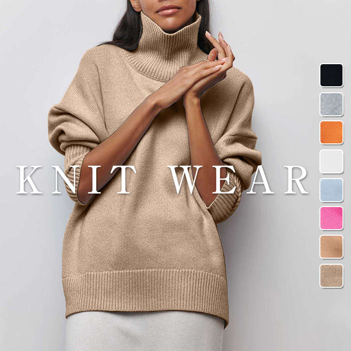 ニット ハイネック タートルネック レディース トップス 洗える カシミアタッチ セーター タートル 長..