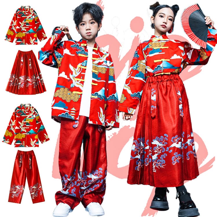 ダンス衣装 キッズ セットアップ 女の子 男の子 中華 ステージ衣装 ヒップホップ ガールズ 子供服 練習着 団体服 長袖 子供服 ダンスウェア ストリート ダンスウェア 個性派 チアガール ファッション おしゃれ ゆったり ブルー 110-180cm