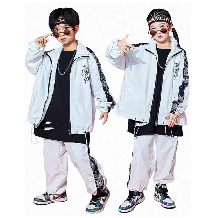 ダンス衣装 セットアップ キッズ ヒップホップ 子供服 ジャケット パンツ キッズダンス衣装 白 黒 男の..