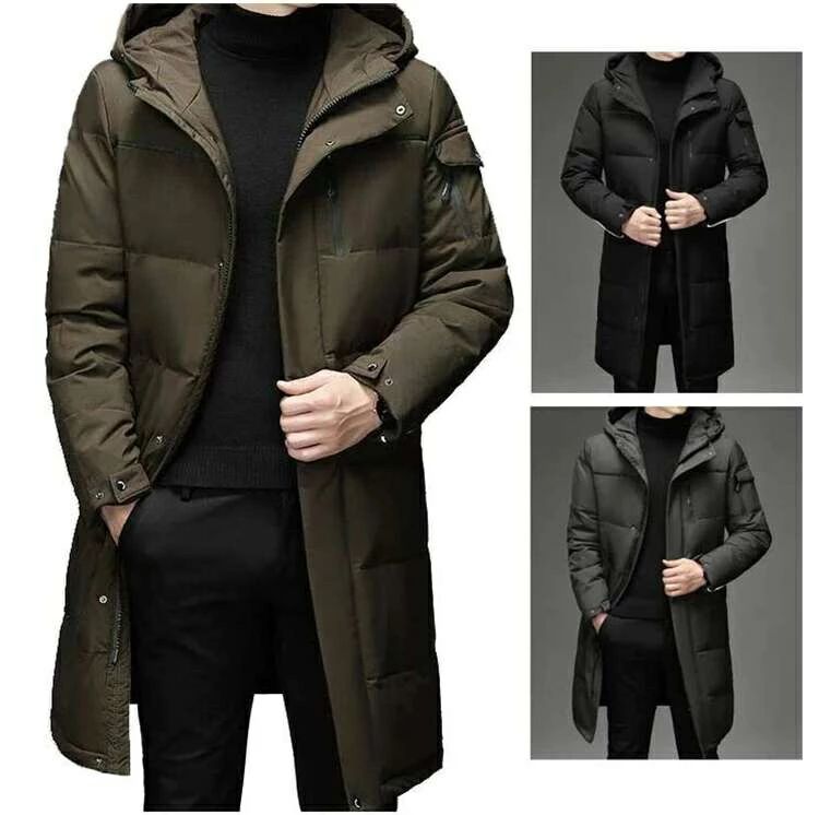 ロングジャケット ビジネスコート 通勤 通学 ダウンジャケット メンズ 韓国風 ロングコート 防寒服 メンズコート 中綿ジャケット フード付き アウター オーバー 大きいサイズ M-4XL 暖かい 冬物 厚手 お出かけ