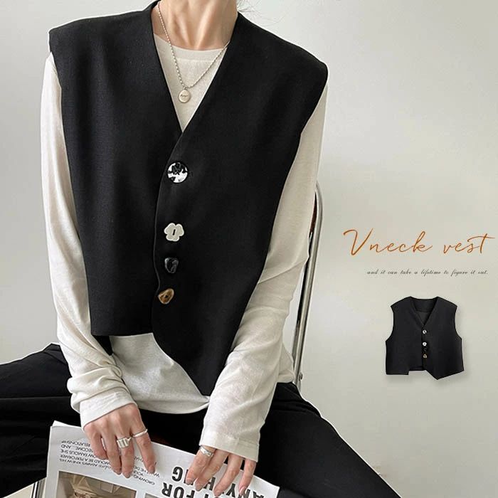ジレ ベスト 夏 レディース ショート丈 ジレ レディース 春 夏 秋 冬 ベスト レディース 前開き vネック アシンメトリー ベスト 春夏 秋冬 オールシーズン トップス ベスト ショートジレ サマージャケット ノースリーブ 羽織り チョッキ オフィス 重ね着 通勤 OL 黒 上品
