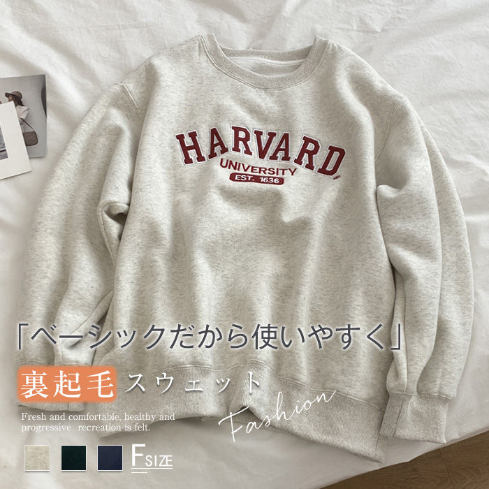 スウェット レディース 裏起毛 秋冬 トレーナー 暖かい レディース 大きいサイズ クルーネック 秋 冬 厚手 あったか レトロ きれいめ プルオーバー カット...