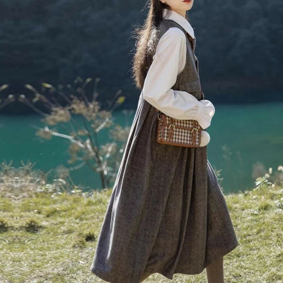 ジャンパースカート 大人 サロペット キャミワンピース レディース ミモレ丈 ワンピース サロペットスカート ジャンスカ オールインワン Aライン スカート ワンピース ロンパース シンプル 重ね着 チェック きれいめ おしゃれ 大人 可愛い 春 秋 冬