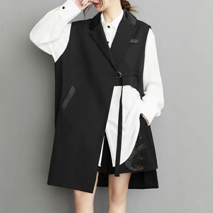 ジレスーツ ベスト ロングコート トレンチコート 春 レディース 夏 不規則 左右イレギュラー ブラック ノースリーブ レディース ロングジレ トレンチベスト 無地 ジレンチ トップス ロングベスト ジレ 秋 冬 大きいサイズ 20代 30代 40代