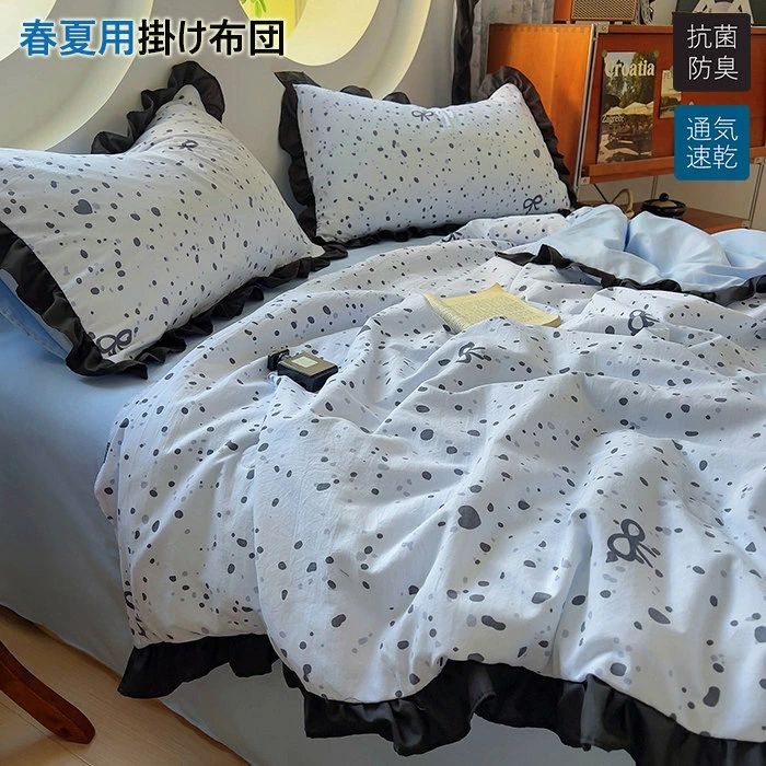 掛け布団 ダブル シングル かけ布団 1点 春夏用 フリル付き 3点4点セット涼感掛け布団 セミダブル かけふとん 洗える 清潔キルトケット ひんやり 涼しい 薄い布団 掛け布団 可愛い 肌布団 掛け布団 薄さ 軽く 洗える 合繊掛け布団 防ダニ 肌掛布団 抗菌 防臭 通気性 暖房対応