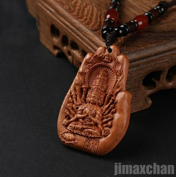 新生活 気楽 禅 祈りの手 木製 ネックレス ご利益 座禅 お酒 観音像 仏像 彫刻 木彫り 仏具【 観音様 唐金 置物 オブジェ インテリア 美術品 贈答品 仏教 寺 仏閣 】神様 縁起