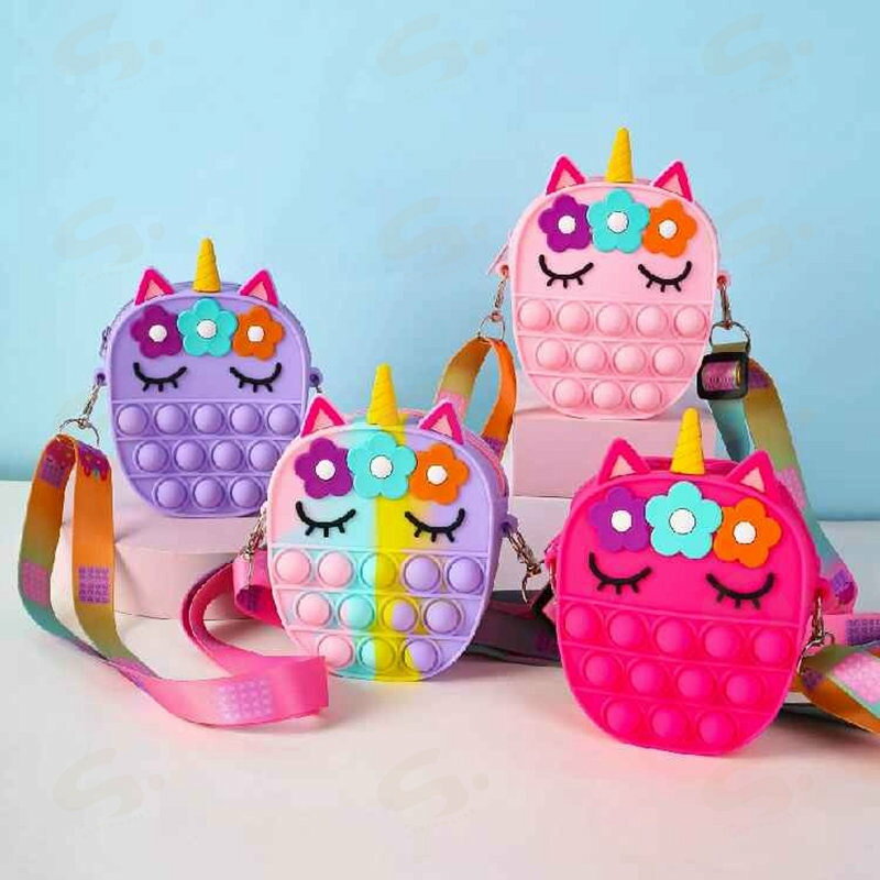 高さ13cm ユニコーンの形 レディース サッチェルバッグ ショルダーバッグ プッシュポップ ストレス解消グッズ プッシュ ポップ バブル 知育 スクイーズ 玩具 カラフル バブル感覚 プッシュポップポップ ストレス dream-l2025-10060754 Dream-L楽天市場店 パッケージ画像