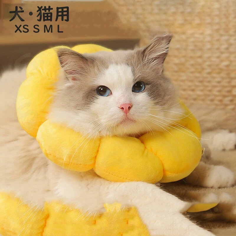 エリザベスカラー 犬猫兼用 かわいい おしゃれ ドッグチョイス 犬用ひまわり型負担...