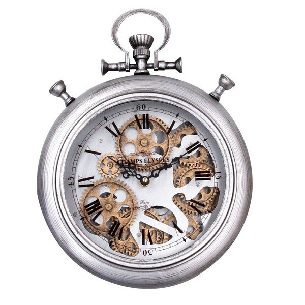 ギアー クロック（壁掛け時計）　「懐中時計シルバー ギアー」　クロック 時計