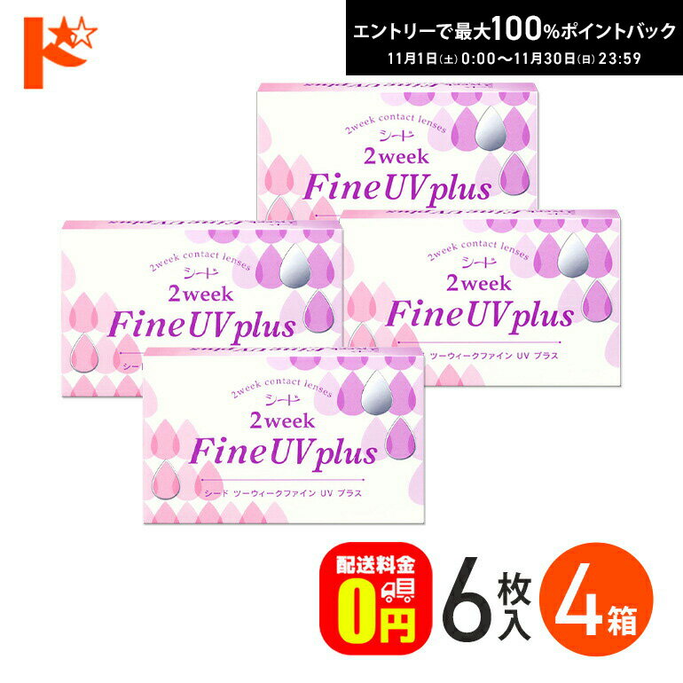 最大100%ポイントバック！11/30の23:59まで♪2ウィークファインUVプラス 6枚入り 4箱セット コンタクトレンズ シード 紫外線 うるおい成分 クリアレンズ 北川景子 【送料無料】