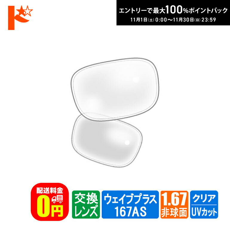最大100%ポイントバック！11/30の23:59まで♪◆交換価格◆ネコメガネ度付き超薄型クリアレンズ 1.67非球面【ウェイブプラス167AS】 2枚1組