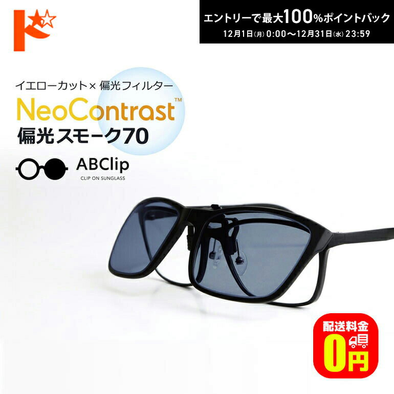 最大100%ポイントバック！12/31の23:59まで♪【送料無料】エービークリップ ネオコントラスト 偏光スモーク70 クリップオングラス