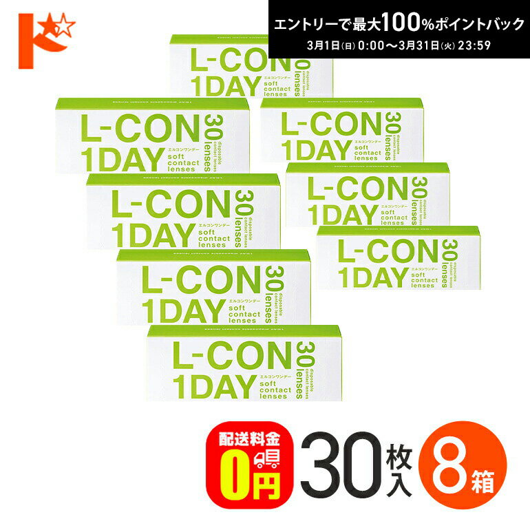 最大100%ポイントバック！3/31の23:59まで♪エルコンワンデー 30枚入 8箱セット コンタクト 1日使い捨て 1day 【送料無料】