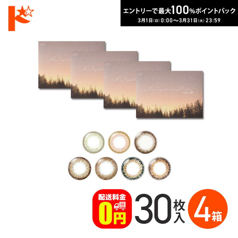 最大100%ポイントバック！3/31の23:59まで♪【送料無料】ネオサイトワンデーシエルUV 30枚入 4箱セット 1日使い捨て カラーコンタクトレンズ 1day