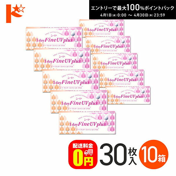 最大100%ポイントバック！4/30の23:59まで♪ワンデーファインUVプラス 30枚入 10箱セット 1日使い捨て 1day 【送料無料】