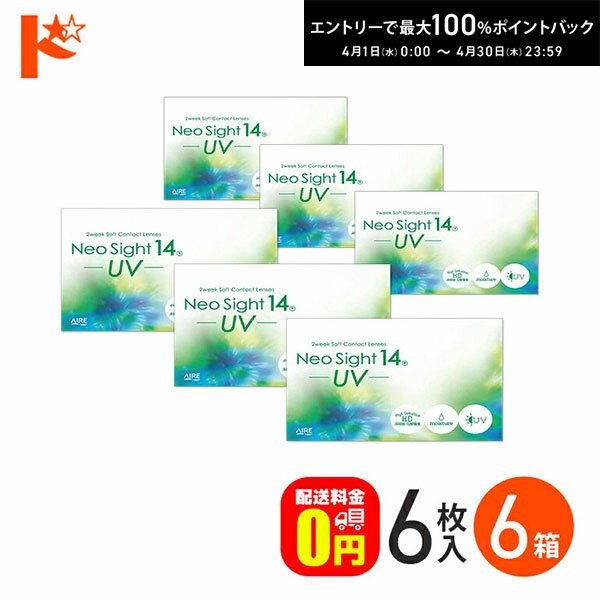最大100%ポイントバック！4/30の23:59まで♪2week ネオサイト14UV 6箱セット コンタクトレンズ アイレ 両目9ヶ月分 2ウィーク 【送料無料】