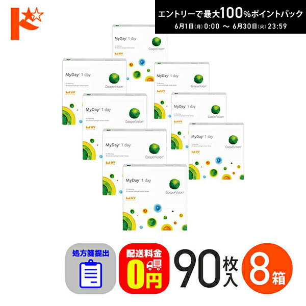 樂天商城 - 最大100%ポイントバック！6/30の23:59まで♪☆処方箋提出☆ マイデイ 90枚入 8箱セット 1day 【送料無料】