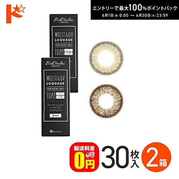 Rakuten - エントリーしてポイント5倍！6/11の1:59まで♪【送料無料】エバーカラーワンデー LUQUAGE ルクアージュ 30枚入 2箱セット