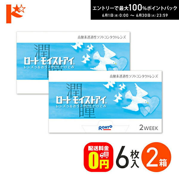 Rakuten - エントリーしてポイント5倍！6/11の1:59まで♪ロートモイストアイ コンタクトレンズ 6枚入 2箱セット ロート シリコーンハイドロゲルコンタクト 2week