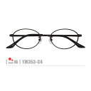 全品ポイント5倍!5/18限定♪梅ネコメガネ【YM353-C4】(メタルフレーム+薄型レンズ+メガネ拭き+ケース付き)黒系