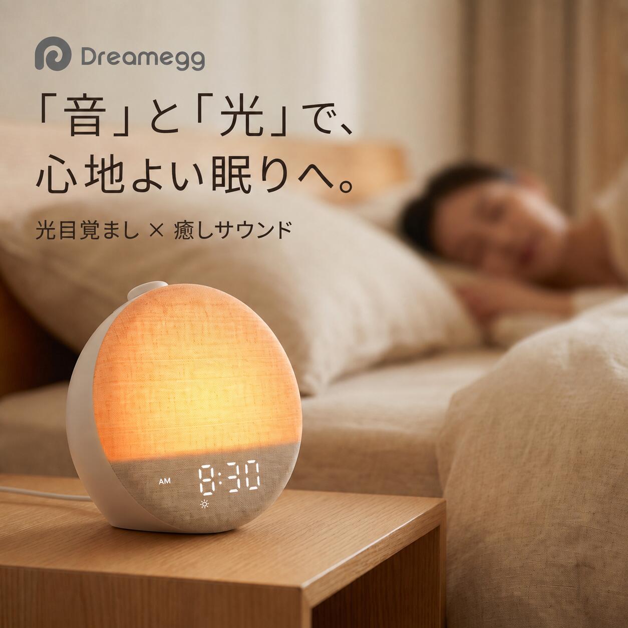 【SS限定・半額SALE♪】Dreamegg 光目覚まし時計 授乳ライト ホワイトノイズマシン 29種癒し音 オルゴール バッテリー内蔵 寝かしつけ 赤ちゃん RGBライト 調光調色 タイマー付き 快眠グッズ 自然音 安眠 ネンネトレーニング 夜泣き対策 出産祝い プレゼント D66B