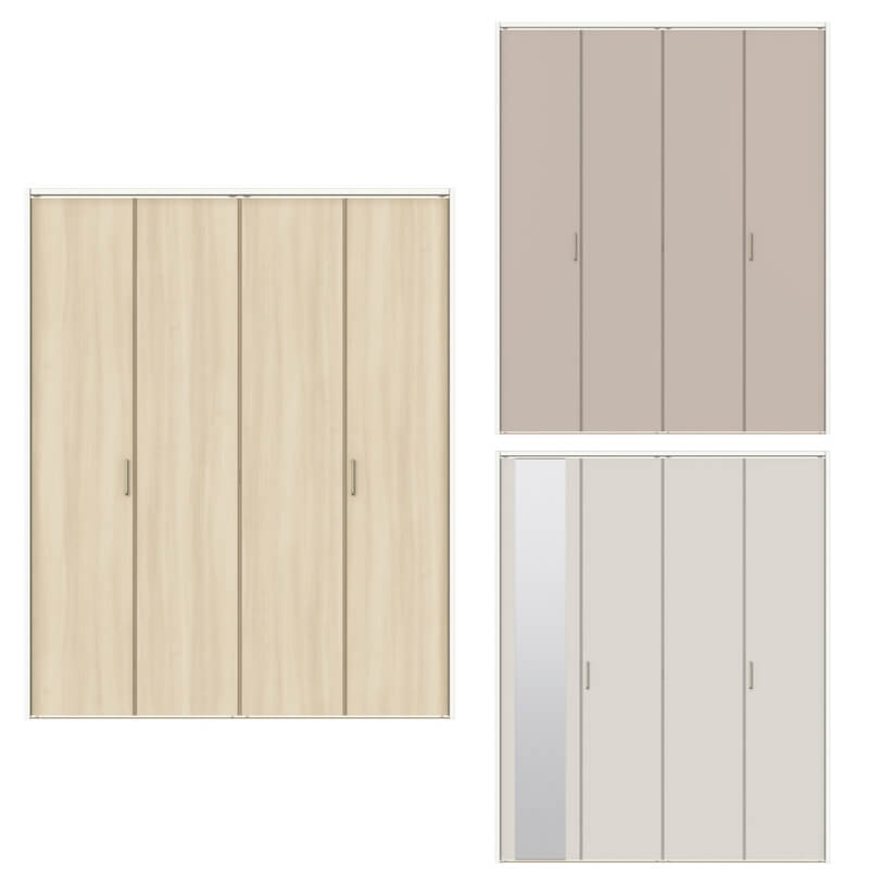 【11月はエントリーでP10倍】 【オーダーサイズ 】クローゼット扉 ドア 4枚折れ戸 ラシッサD キナリモダン レールタイプ LAA ノンケーシング枠 W1045〜1844×H1545〜2023mm ミラー付/無 DIY ドリーム