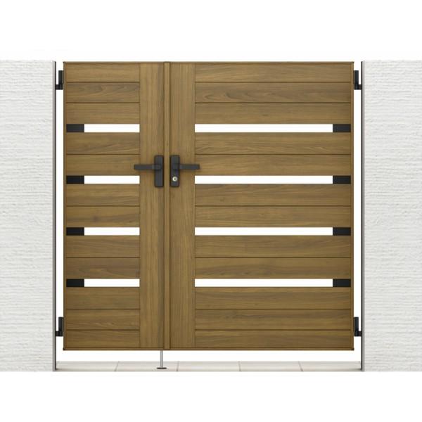 【12月はエントリーでP10倍】 門扉 リクシル 開き門扉AA YS1型 横桟 両開き 親子 05-07-12/05-07-14 柱使用 W1200(500+700)×H1200/1400mm LIXIL 開き門扉 リフォーム ドリーム