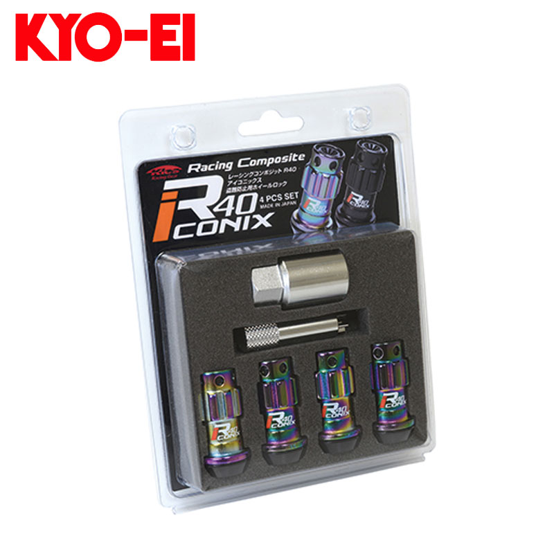 N-BOXスラッシュ ホイールナット JF1/JF2 M12xP1.5 レーシングコンポジットR40 アイコニックス 樹脂キャップ付 4個セット KYO-EI(協永産業) YIF4-1N