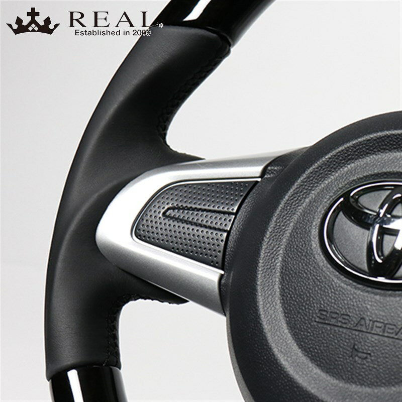 ムーヴキャンバスステアリングLA800S/LA810SH28/9-ブラックウッドREAL/レアル(M90-BKW-BK