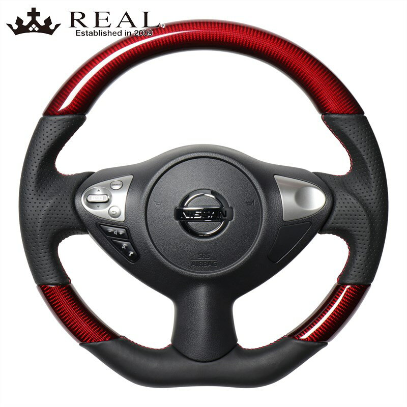 フェアレディZ ステアリング Z34 H20/12- レッドカーボン REAL(レアル) NSB-RDC-RD