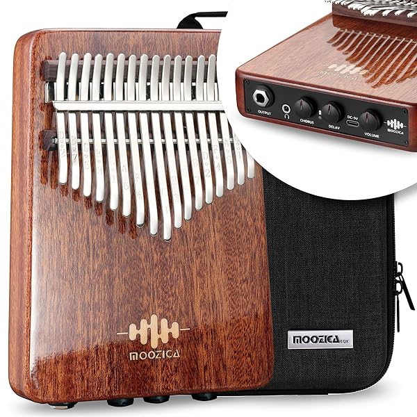 17キー カリンバ EQXシリーズ 高性能圧電式ピックアップ プロ仕様のEQカリンバ コーラス効果と遅延効果付き 高密度マホガニー木材 音楽家や専門家向け 電子親指ピアノ 日本語説明書 防振収納ケース付き (K17-EQX)