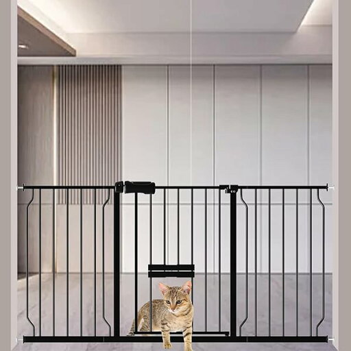 ベビーゲート ペットゲート ペットドア付き 取付幅146-158CM 高さ78cm 中小型犬 猫 突っ張り式 拡張フレーム付き ドア付きゲート 赤ちゃんゲート 取り付け簡単 自動閉鎖 扉開閉式 ブラック ベビーゲート ペットゲート ペットドア付き 取付幅146-158CM 高さ78cm 中小型犬 猫 突っ張り式 拡張フレーム付き ドア付きゲート 赤ちゃんゲート 取り付け簡単 自動閉鎖 扉開閉式 ブラック