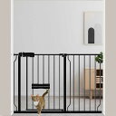 ベビーゲート ペットゲート ペットドア付き 取付幅110-122CM 高さ78cm 中小型犬 猫 突っ張り式 拡張フレーム付き ドア付きゲート 赤ちゃんゲート 取り付け簡単 自動閉鎖 扉開閉式 ブラック