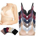 MANJAIMEI 6枚組 シームレスナイトブラノンワイヤーブラジャー3/4カップ吸汗速乾 育乳 脇高,80A