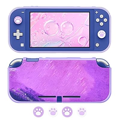 DLseego Switch Lite ケース スイッチライト カバー ニンテンドースイッチ ケース 軽量薄型 一体式 耐衝撃 全面保護 着脱簡単 防水防塵 アナログスティックカバー 可愛い猫爪肉球 パープル