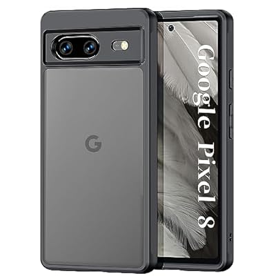 ZXZone ケース Pixel 8 用 ケース ピクセル 8 カバー 半透明上品感 マット感 耐衝撃 画面保護 レンズ保護 米軍MIL規格 滑り止め 指紋防止 黄変防止 ストラップホール付き ワイヤレス充電対応 スマホケース ブラック (Pixel