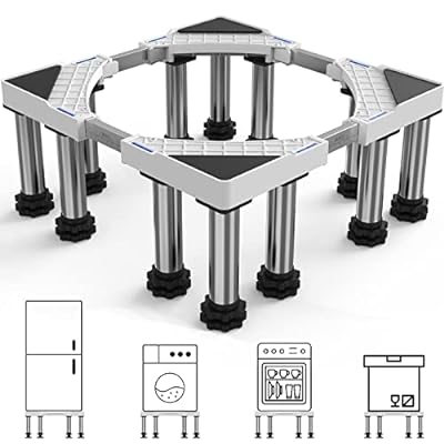洗濯機 台 冷蔵庫置き台 12足 洗濯機パン かさ上げ DEWEL 高さ調節可能 幅/奥行44.5〜71cm 昇降可能 高さ18cm~20cm 目盛り 台座かさ上げ 3年保証ブランドDEWEL色ホワイトモデル商品説明?【12足鋼管4本】太いステンレス製ジャッキ12本が付き、伸縮可能、高さ調整、耐久性に強い洗濯機置き台。直径5.5cmのジャッキと500kgまで達した耐荷重。耐荷重機能を強化する同時に、大幅に振動や騒音を軽減します。安定性がより一層アップされました！?【伸縮式・多サイズ対応】幅/奥行き：44.5~71cm伸縮可能 高さ：18cm-20cm ★ 縦型・ドラム式洗濯機、冷蔵庫などに対応しています。耐荷重：約500kg。?【耐荷重500kg・品質素材】全部素材が耐水耐食材質なので、水回りでの使用も錆びの懸念は要りません。 安定性や耐腐食性も抜群です。錆にくい！縦型・ドラム式洗濯機両対応、耐荷重内のその他家電や家具にもお使い頂けます。?【安全確保・減音防振】専用の防振パッド ?ジャッキ底のゴム製マット ?口型鋼管4本 ?直径5.5cmのジャッキ 家電の下に置くと、滑りを防ぎ、洗濯機の異音と振動が吸収でき、快適に使用できる。耐荷重機能を強化する同時に、大幅に振動や騒音も軽減します。?【3年安心保証】：注意：組立は一人でできますが、設置作業は二人で行ってください。☆ご購入日より30日以内無料返品交換、3年間メーカー品質保証があります。ご使用中は何かご不明なところがあれば、お気軽問い合わせください。■（B2B価格) 大量購入の法人様/個人様は店内ご相談ください。