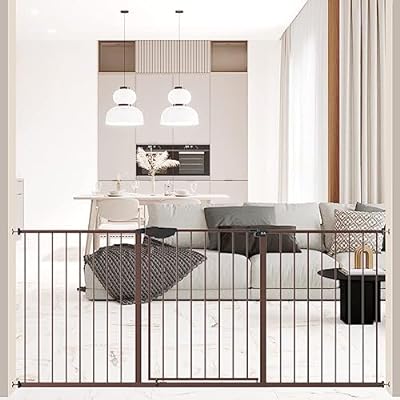 Seogva ベビーゲート 三重ロック 高さ78cm ベビーゲートブラウン つっぱり 扉付き 幅100cm以上組み立て可能 ピーナッツロック ブラック ブラウン 赤ちゃん ベビーゲート 突っ張り式 自動ロック 階段上 （設置幅159-171cm、ブラ