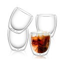 タンブラー 250ml 4個セット グラスカップ コーヒーコップ ミルクコップ マグカップ 二重構造 保冷 保温 断熱 結露しないグラス 二重グラス ダブルウォール アイスコーヒー グラス タンブラー マグカップ ガラス グラスコップ ホーム用 オフ