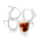 タンブラー 350ml 4個セット グラスカップ コーヒーコップ ミルクコップ マグカップ 二重構造 保冷 保温 断熱 結露しないグラス 二重グラス ダブルウォール アイスコーヒー グラス タンブラー マグカップ ガラス グラスコップ ホーム用 オフ