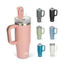 タンブラー 1.2L 水筒 保冷 ステンレスボトル ウォーターボトル ストロー 取っ手付き ジョッキ アウトドア 真空断熱 二重構造 広口 大容量 直飲 女の子 男の子 1200ml 桃色