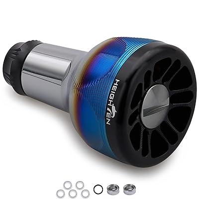HEIGHTEN 新型2.0 24.5mm リール ハンドル ノブ 8.5g シマノ ダイワ 通用 (Shimano) Type A (Daiwa) Type S 用 70航空アルミ製 Engine Series (V2.0 - ブラック) (458