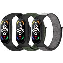 ナイロン時計バンド Xiaomi Mi Band 7/6/5/4/3/Amazfit Band 5 と互換性あり、調節可能で スポーツナイロンループ交換用リスト...